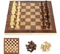 Zoutpy Jeu d'échecs - Échiquier en bois pliable, portable 3 en 1, convient aux enfants et aux adultes (29 x 29 cm)