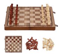 Zoutpy Jeu d'échecs pliable magnétique de voyage, jeu portable, jeu d'échecs international 2 en 1 pour enfants, adultes (39 x 39 cm) (noyer)