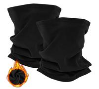 Zouwel Lot de 2 écharpes tubulaires multifonctions pour homme et femme - Coupe-vent - Chaud - Pour l'hiver - Élastiques - Masque de ski - En polaire - Pour le sport, le vélo, la moto, le ski, Noir ,