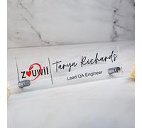 zouwii Plaque signalétique debout givrée avec LOGO - 10x2.75 Signe de nom de bureau avec LOGO d'entreprise, nouveau décor de bureau d'emploi, cadeau de promotion, cadeaux de collègue