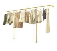 ZOUXIKOU Barre d'accrochage industrielle en métal à tubes épais, tringle de vêtements murale robuste, porte-manteau pour vêtements et garde-robe, capacité de poids maximale de 100 kg (Or, 250X170CM)