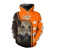Zouyeeph Sweat-shirt à capuche unisexe avec impression 3D de sanglier de chasse, veste à zip, sweat-shirt de chasseur, vêtement de rue Harajuku, vêtement d'extérieur, Sweat à capuche., XXL