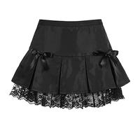 Zouyuan Harajuku Punk Dentelle Noire Mini Jupes Femmes Arc Jupe plissée Taille Haute Dames décontracté des années 90 Streetwear été