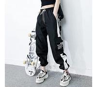 Zouyuan Pantalon Cargo été Femme Pantalon Taille Haute Pantalon de Jogging Ample Streetwear Punk Noir Capris Pantalon coréen Sarouel