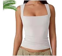 Zovara Tank Top, 2025 Sexy Square Neck Tank Top Women, Summer Going Out Basic (White,TP)