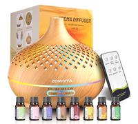 ZOVHYYA Diffuseur Huiles Essentielles 500ML Diffuseur Arômes Humidificateurs Diffuseur 14 LED avec Télécommande 3 Minuterie et Arrêt Automatique pour Salon Chambre Yoga comme Cadeau Anniversaire