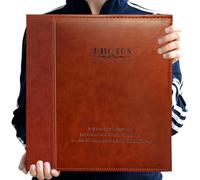 Zoview Album photo magnétique à page autocollante, album de famille, couverture en cuir, peut contenir des photos de 7,6 x 12,7 à 20,3 x 25,4 cm, A52035 (rouge marron, grand)