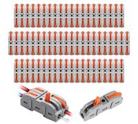 ZOVRIXIA Connecteur Electrique 50 Pièces, Borne de Connexion Électrique à Levier 1-Fil 2-Entrées, SPL2-5 Librement Combiné Domino Electrique pour Circuit en Ligne 28-12 AWG, PA/PC Ignifuge