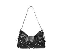 ZOVYRON Fashion Y2K Sac à bandoulière punk pour femme - Sac à bandoulière gothique punk antivol avec rivets pour un usage quotidien Noir, Noir , medium