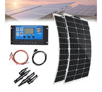 Zowdrix Kit De Panneaux Solaires, SystèMe De Panneaux Solaires Flexibles Hors RéSeau avec CâBles De Connexion Pv à Pinces Crocodiles, pour Camping-Car 2×150W