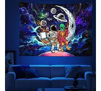Zowep Tapisserie murale amusante avec astronaute, psychédélique avec lumière noire galaxie à suspendre pour décoration de maison, salon, dortoir, chambre 60 x 80 cm (150 x 200 cm)