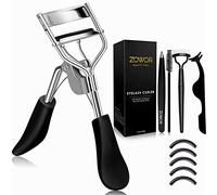 Zowor Recourbe-cils avec peigne et brosse pour toutes les formes d'yeux avec 5 recharges en silicone, recourbe-cils naturel et durable pour femme, cadeau de maquillage (noir)