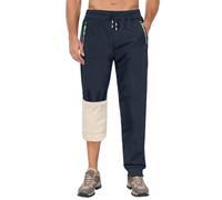 ZOXOZ Pantalon Jogging Homme Hiver Imperméable Doublé Polaire Taille Cordon Poches Zippées Chevilles Resserrées Détails Vert Fluo Bleu 2XL