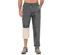 ZOXOZ Pantalon Jogging Homme Hiver Imperméable Doublé Polaire Taille Cordon Poches Zippées Chevilles Resserrées Détails Vert Fluo Gris Foncé 2XL