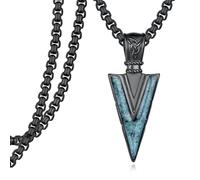 Zoxuxiwu Collier Vikings pour homme en argent sterling S925 avec pointe de flèche turquoise
