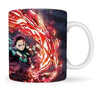ZOXXIE Demon Slayer Tasse à café imprimée Anime Blanc Céramique Tasse à lait Anime Imprimé Anime 330 ml pour offrir et offrir (rouge)