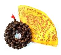 ZOXXIE Lotus-Seed Kamal Gatta Japa Mala avec sac Gomukh Original 108 + 1 perles Cadeau religieux Noir Perles Perles