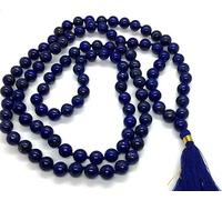 Zoya Gems & Jewellery Mala bouddhiste en lapis lazuli naturel avec 108 perles de 8 mm pour améliorer la sensibilisation et l'intelligence, chakra du troisième œil, communication, 8mm, Gemme, Lapis