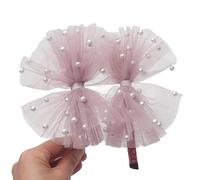 ZOYA Premium Bandeau de cheveux en tulle avec perles rose poudré - Bandeau élégant pour les fêtes et les célébrations