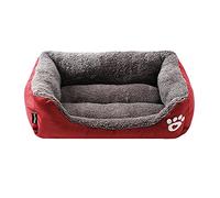 Zoyay Lit Chien/Panier pour Chien Coussin Animal de Compagnie, Réutilisable Quatre Saisons Universal Matelas Chats et Chien, Canapés Chenils Extra-Doux Confortable-Rouge_XL