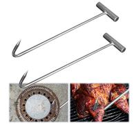 ZOYDP Crochet Leve Plaque d'Égout 2 Pièces, 30 Cm Inox, Crochet Leve Plaque pour Plaques d'Égout et Suspension De Viande