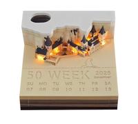 ZOYDP Notheles 3D, Calendrier pour Sculpture, Calendrier de Time 3D, Artsy Pads, Notes Adhésives 3D avec Lumière LED et Porte-Crayon pour lOrnementation de Bureau, lAnniversaire, Cadeau de Noël