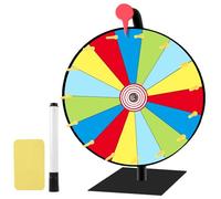 ZOYDP Roue de la fortune à tourner, roue de la fortune à personnaliser, avec gomme et marqueur, roue gluecksrad pour jeux de loterie, jeux de mots, carnaval, fête, 15 emplacements