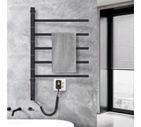 ZOYI Radiateur de salle de bain rotatif, radiateur électrique pour salle de bain, sèche-serviettes électrique, radiateur de serviettes électrique, porte-serviettes électrique, 220V, 82W, Noir