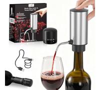 ZOYIDOUX Aérateur de vin électrique avec Bec verseur et Bouchon sous Vide, aération instantanée, Conservation 7 Jours, Utilisation Facile(Acier Inoxydable)