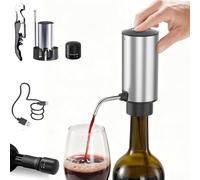 ZOYIDOUX Aérateur et Verseur de Vin Électrique avec Socle, Décanteur Verseur Rechargeable USB, Tire-Bouchon et Bouchons de Vin sous Vide, Coffret Cadeau Élégant pour Amateurs de Vin (INOX)