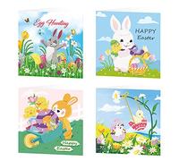 ZOYIEP 5D DIY Pâques Diamant Painting Cartes de vœux, Petit Lapin, Œufs Peints Pâques Cartes de vœux, Bricolage à la main, Cartes de vœux de printemps, Tulipes, Cadeaux de Pâques pour enfants (#1)