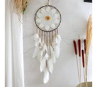 ZOYIEP Grand attrape-rêves bohème avec plume blanche - Macramé - Décoration murale pour mariage vintage ou décoration d'intérieur - 25 cm de long - 75 cm de long - Blanc