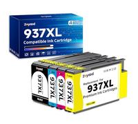 Zoyood 937XL Cartouche d'encre Remplacement pour HP 937 Cartouche Encre 937e Pack Compatible für HP Officejet Pro 9720 9730 9117b 9110b 9120b 9130b Drucker (4-Pack, Noir Cyan Magenta Jaune)