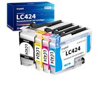 Zoyood LC424 Cartouche d'encre Compatible pour Cartouche Brother LC 424 LC-424 LC424VAL pour Brother DCP-J1200W DCP-J1200WE Imprimante (Lot de 4, 1 Noir 1 Cyan 1 Magenta 1 Jaune)