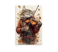 ZOZO HOUSE Chat musical jouant du violon Art mural 50 x 75 cm