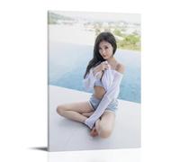 ZOZO HOUSE Sexy Girl Sitting by The Pool Lifting Up Her Dress Art mural 60 x 90 cm