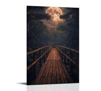 ZOZO HOUSE Wooden Boardwalk Under The Moonlight Art mural 40 x 60 cm
