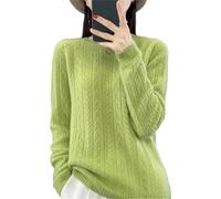 Zozogag Pull en Laine Mérinos pour Femme, Col Rond, Motif d'oreille De Blé, Ajouré, Décontracté, Tricot, Doux, Collection Printemps-Automne, 100% Fruit EN8 M(47.5-55kg)