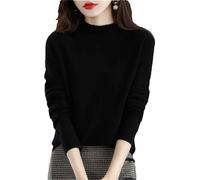 Zozogag Pull Tricoté en Laine Mérinos Et Cachemire pour Femme, Pull À Col Roulé Et Manches Longues Black S
