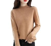 Zozogag Pull Tricoté en Laine Mérinos Et Cachemire pour Femme, Pull À Col Roulé Et Manches Longues Brown XL
