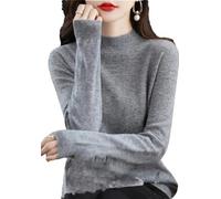 Zozogag Pull Tricoté en Laine Mérinos Et Cachemire pour Femme, Pull À Col Roulé Et Manches Longues gray9 XXL