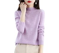 Zozogag Pull Tricoté en Laine Mérinos Et Cachemire pour Femme, Pull À Col Roulé Et Manches Longues Light Purple XL