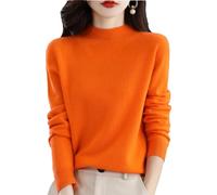 Zozogag Pull Tricoté en Laine Mérinos Et Cachemire pour Femme, Pull À Col Roulé Et Manches Longues Orange M