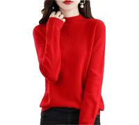 Zozogag Pull Tricoté en Laine Mérinos Et Cachemire pour Femme, Pull À Col Roulé Et Manches Longues Red XXL