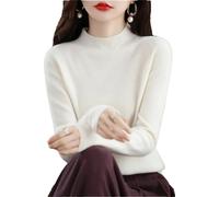 Zozogag Pull Tricoté en Laine Mérinos Et Cachemire pour Femme, Pull À Col Roulé Et Manches Longues White M