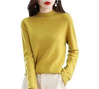 Zozogag Pull Tricoté en Laine Mérinos Et Cachemire pour Femme, Pull À Col Roulé Et Manches Longues Yellow L