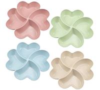 ZoZoMaiy 4 Pièces Plateaux à Compartiments en Plastique, Forme de cœur Collation Plateau de Service, avec 4 Compartiments, Réutilisable et Robuste, pour Apéritif Fête, Bonbons, Fruits, Noix