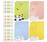 ZoZoMaiy Enveloppes Ensembles De Papier à Lettres Set 24 Feuilles De Papier à Lettre Style Dessin Animé Papier De Correspondance Avec 12 Jolies Enveloppes Et 36 Autocollants