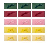ZoZoMaiy Lot de 15 enveloppes en papier kraft avec rubans, 5 couleurs, nacrées, avec ruban, 22 x 11 cm, pour invitations, Saint-Valentin, Thanksgiving, cartes de vœux