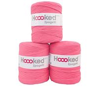 Zpagetti Lot de 3 pelotes de fil en coton pour t-shirt Rose foncé 120 m 700 g